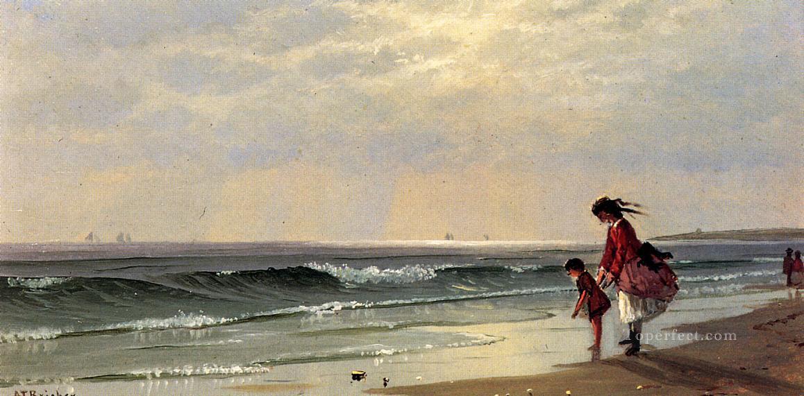 En la orilla de la playa Alfred Thompson Bricher Pintura al óleo